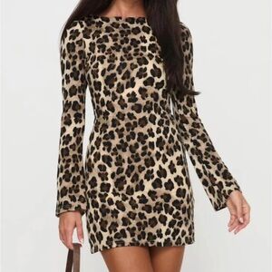 Leopard Print Long Sleeve Dress